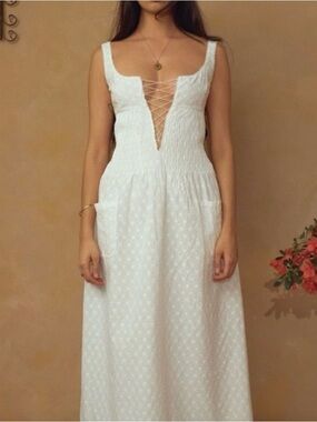 Mirror Palais Pin Tuck Eyelet midi/maxi Dress